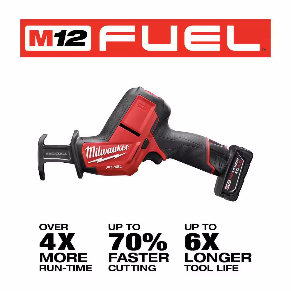 M12 FUEL 12V Lithium-Ion Brushless Cordless HACKZALL Reciprocating Saw Kit w/ One 4.0Ah Batteries Charger & Tool Bag