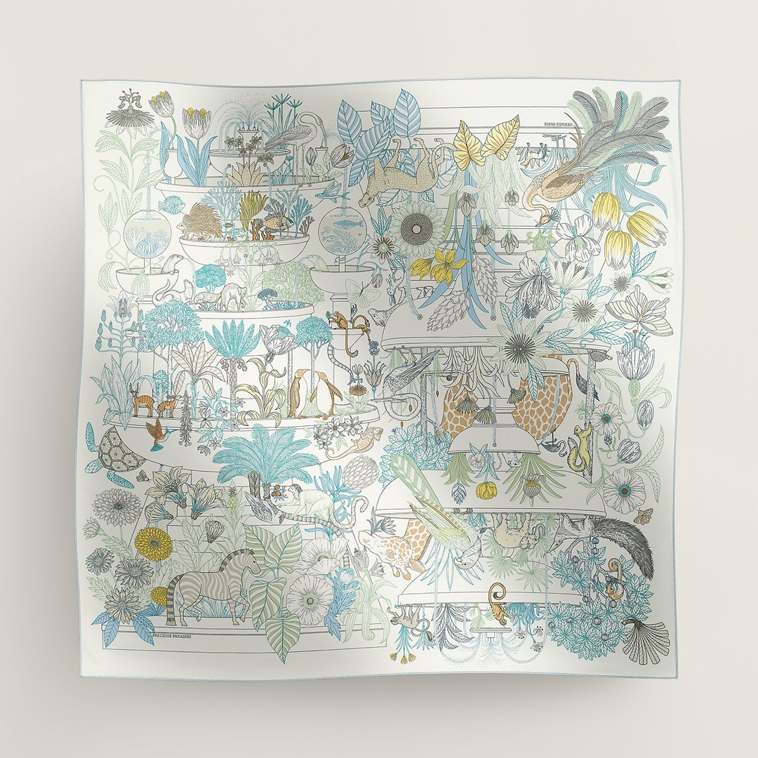 TOP HERMES Wonderland Mulberry Silk Scarf 90cm×90cm - 3 Colors