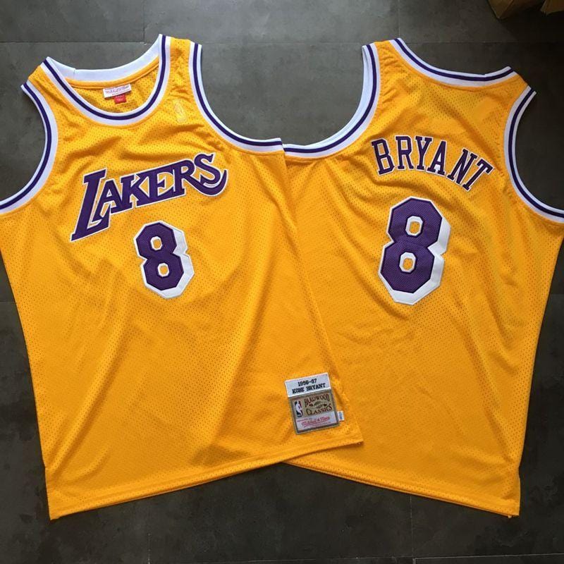 Kobe Bryant #8 Los Angeles Lakers Yellow Throwback Rookie Jersey