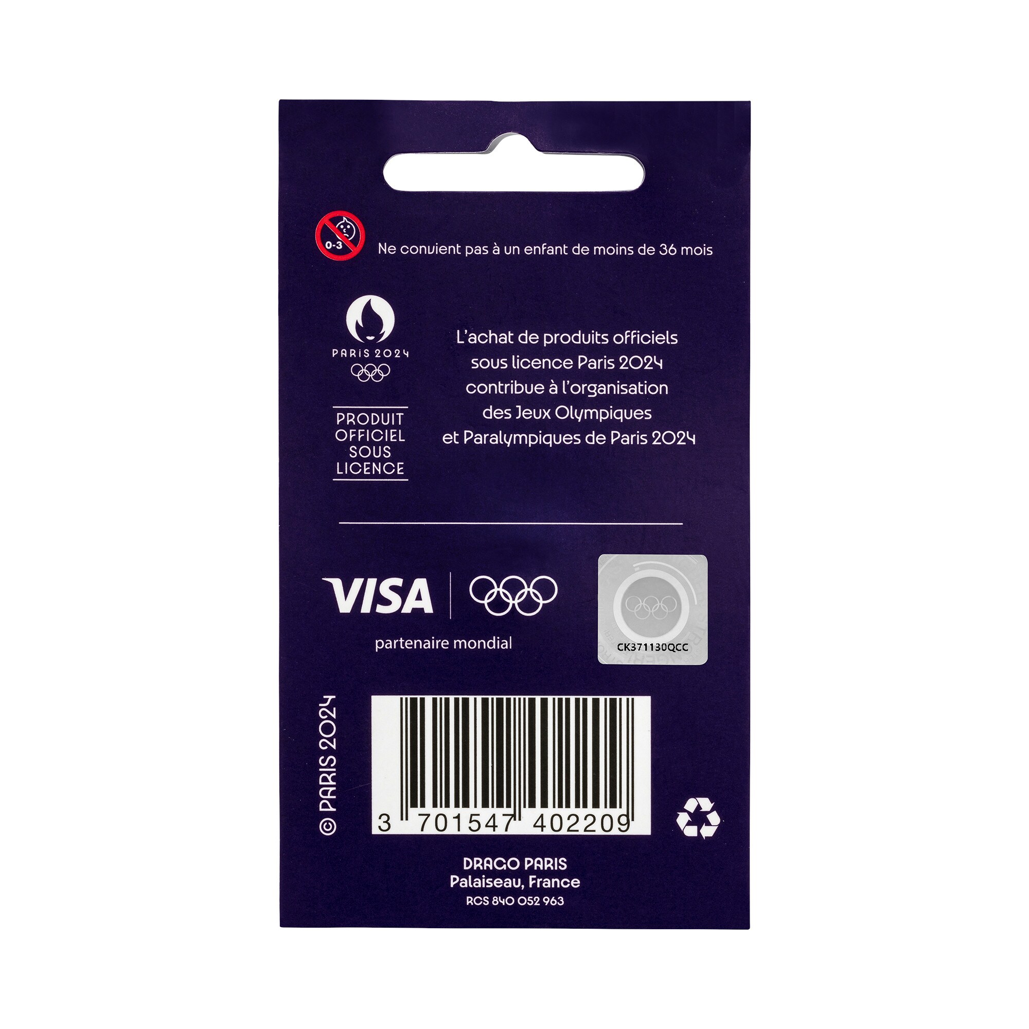 Paris 2024 Olympics Mascot Support Pin Badge