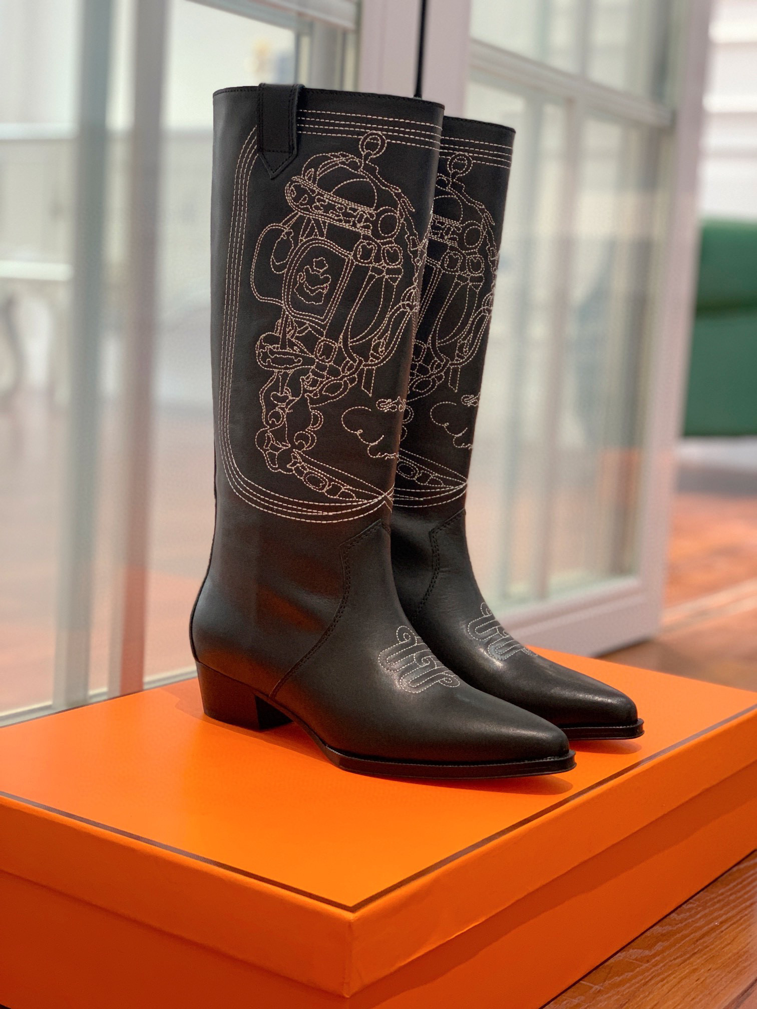 TOP HERMES Cow Boy Boots - Brown/Black/Black Suede