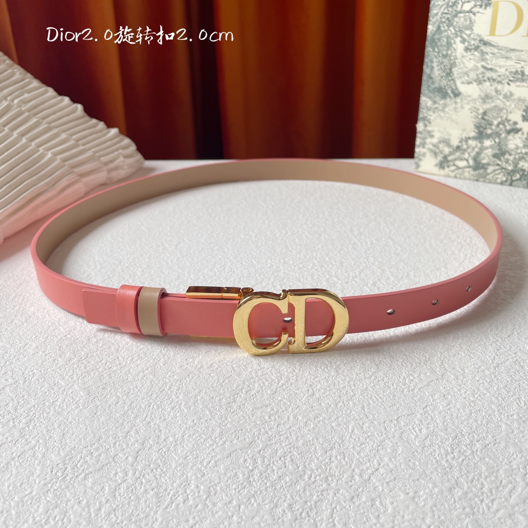 TOP Christian Dior Calfskin Double-Sided Belts 2CM - 6 Colors