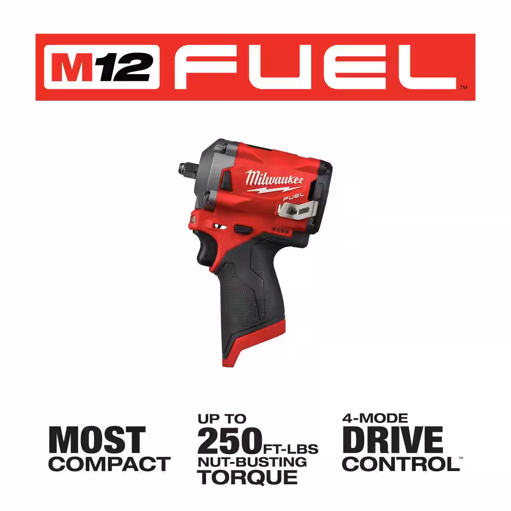 M12 FUEL 12V Lithium-Ion Brushless Cordless Stubby 3/8 in. Impact Wrench (Tool-Only)