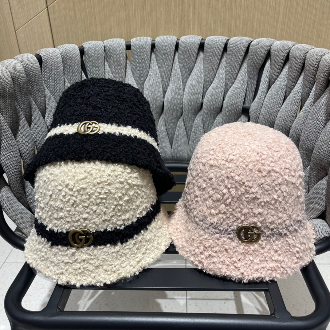 TOP GUCCI Autumn And Winter Lamb Fisherman Hat - 3 Colors