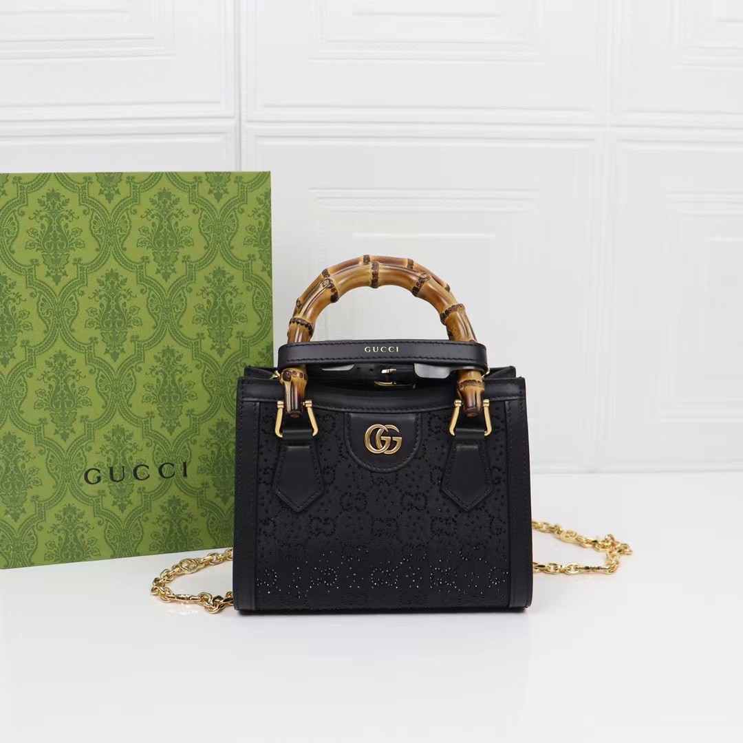 TOP GUCCI GG Diana Tote Bag 20x16x10cm - Black