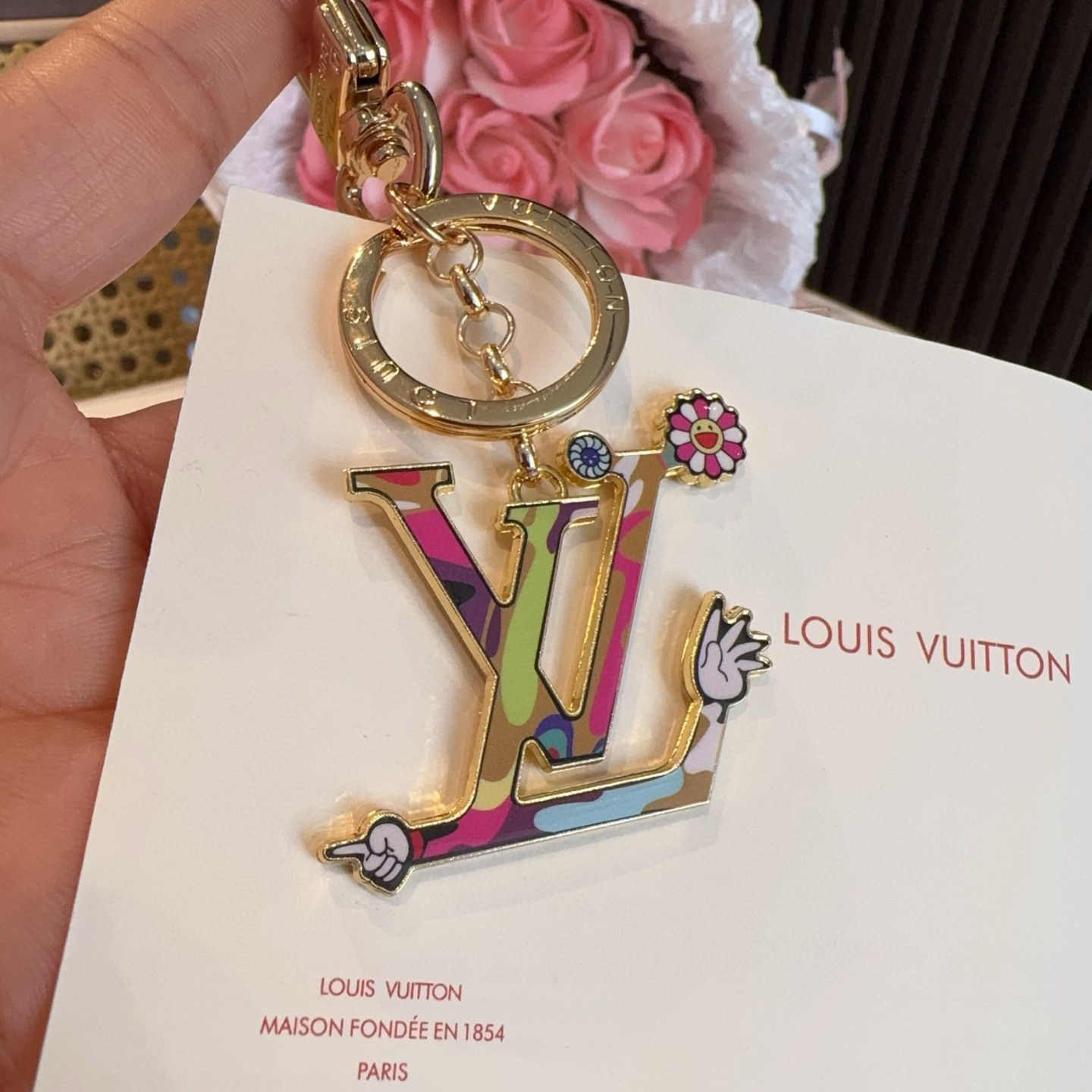 TOP Louis Vuitton LV ×TM Iconic Supertlat Key Chain  - Gold