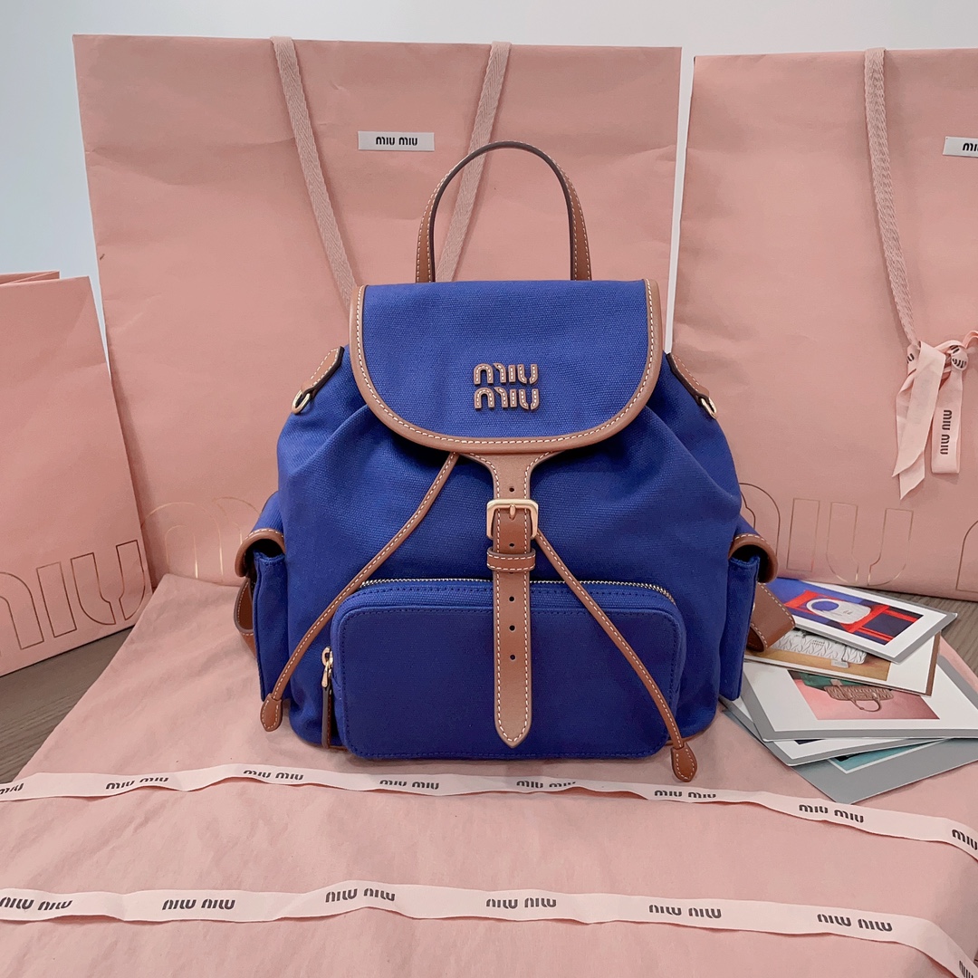 TOP Miu Miu Backpack Canvas+Cowhide 30*25*12.5cm - 3 Colour