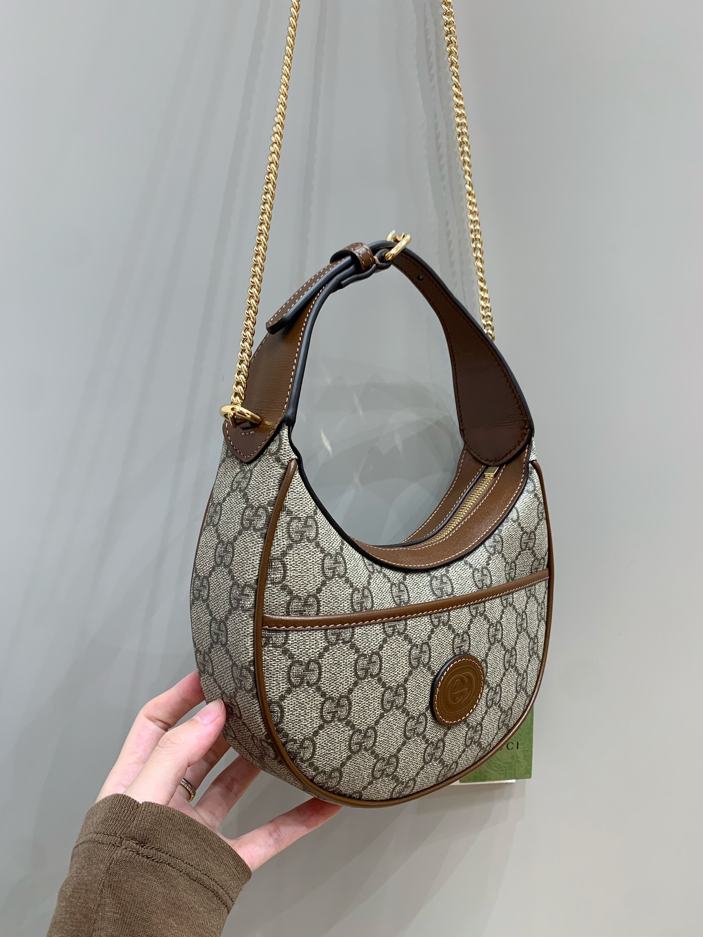 TOP GUCCI Ophidia Half Moon Handbag 21.5x11x5cm - GHW