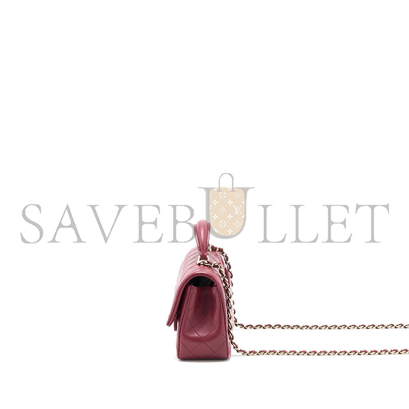 CHANEL MASTER TOP HANDLE MINI RECTANGULAR FLAP BAG LAMBSKIN BURGUNDY GHW (20*12*6.5cm)