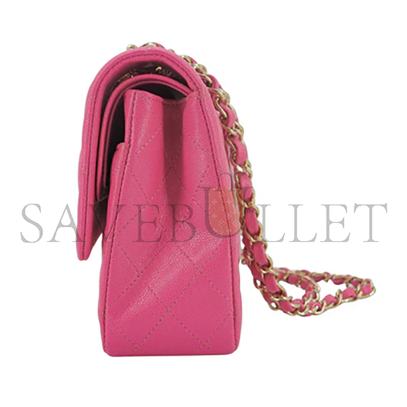 CHANEL MASTER 19C BARBIE PINK CAVIAR MEDIUM CLASSIC DOUBLE FLAP BAG 5413281 (25.5*16*7.5cm)