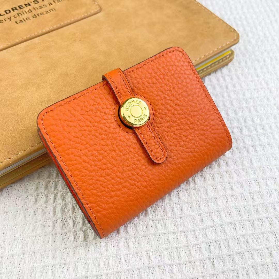 Hermès Gold Buckle Leather Card Wallet(Replica)