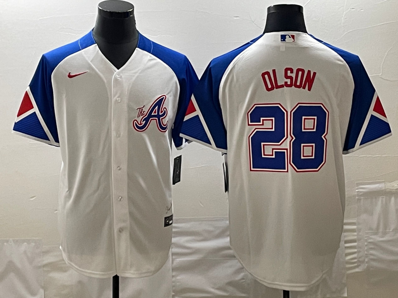 Men's Atlanta Braves Matt Olson White 2023 City Connect Replica Player Jersey