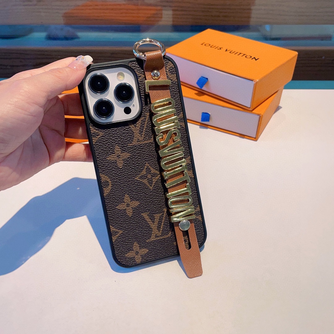 TOP Louis Vuitton LV Classic Monogram with Alphabet Wristband Iphone case - 2 Colors