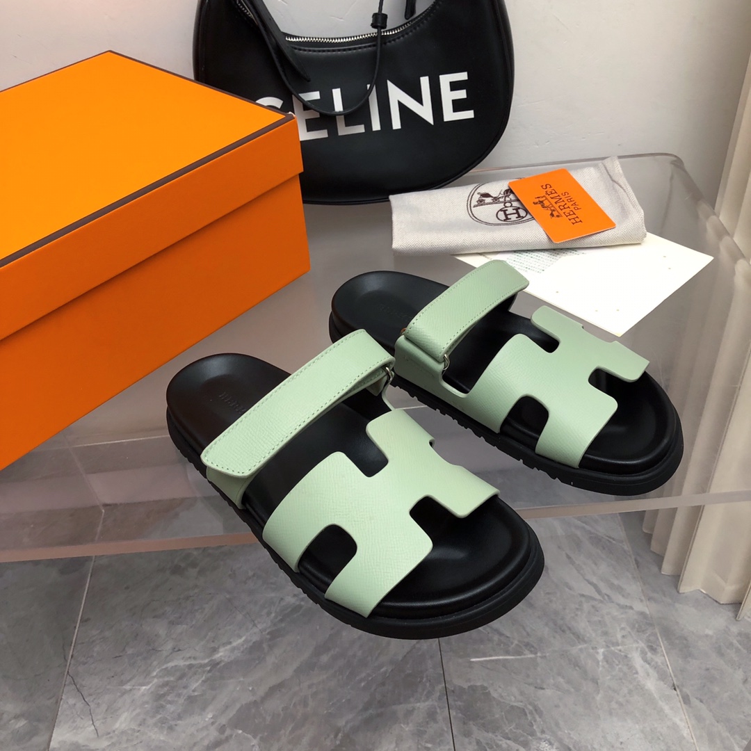 TOP HERMES Slides - Black & Green