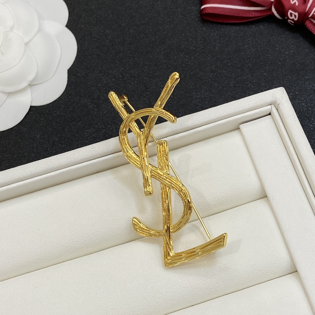 TOP Yves Saint Laurent YSL Brooch with Branch Texture - 2 Color
