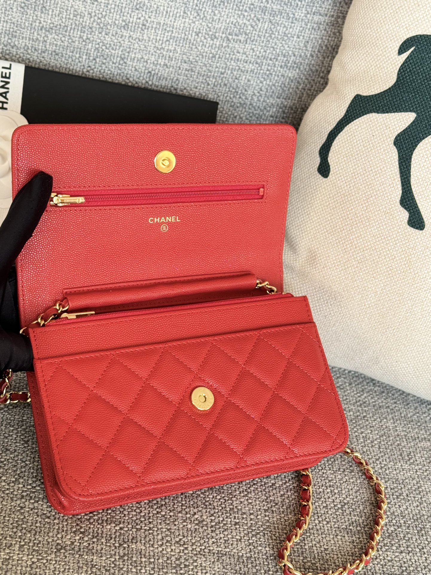 TOP CHANEL WOC Bag Caviar Leather 19CM - Red&GHW
