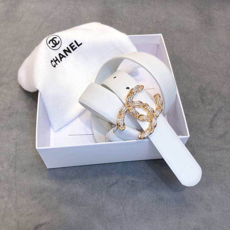 Chanel Belt With Double C Buckle White Women Belt 30MM
