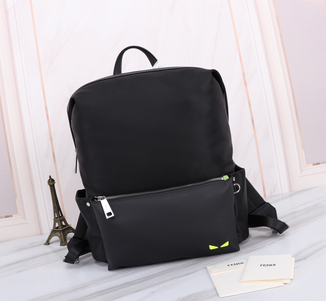 TOP FENDI Nylon Backpack 35✘40✘15cm - Black