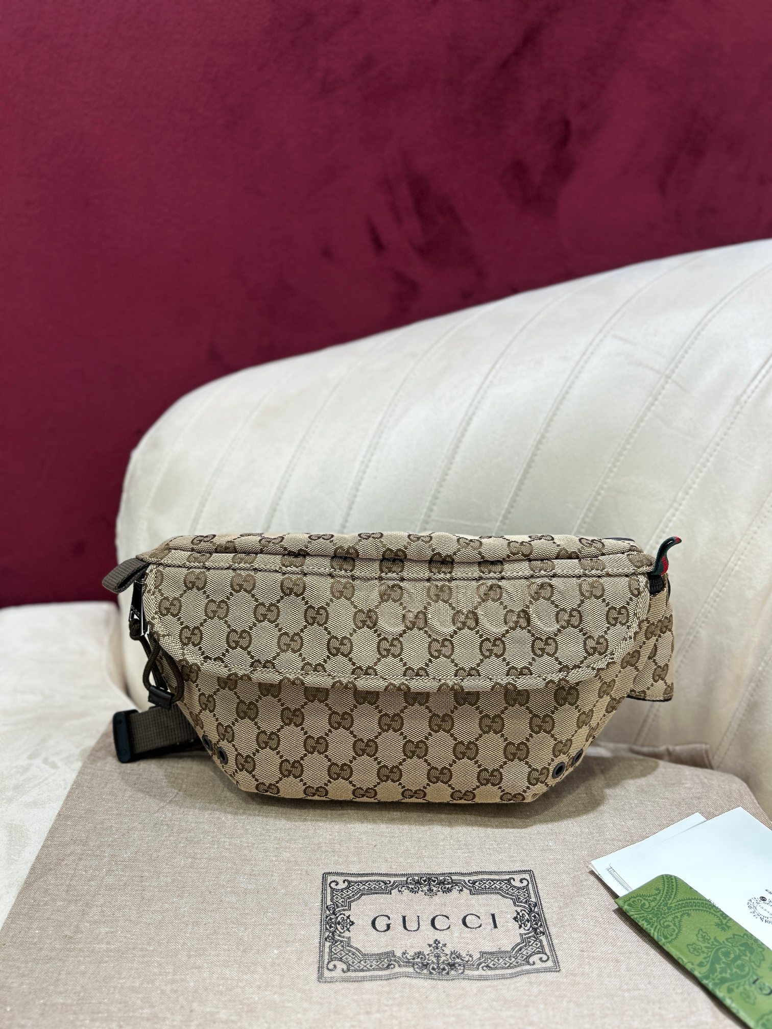 TOP GUCCI Ophidia Waist Bag 32*17*5cm- Brown