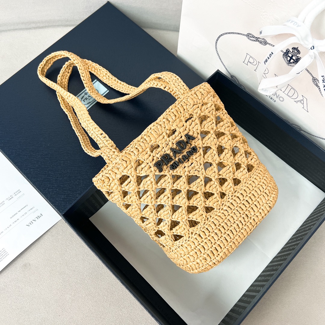 TOP PRADA Crochet Tote Bag 16.5×18×10cm - 3 Colors