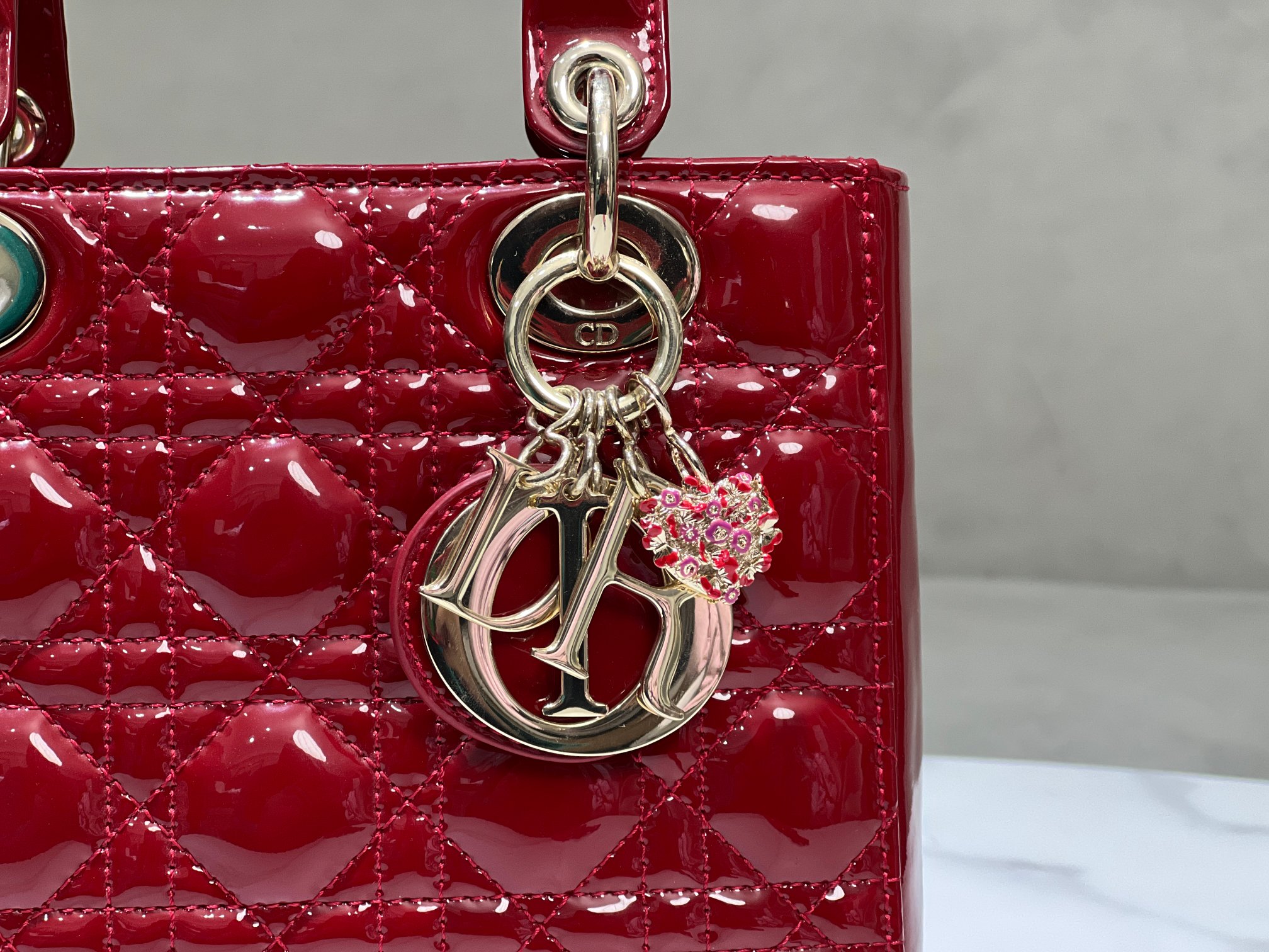 TOP Christian Dior Lacquered Butterfly Heart Shaped Lady Dior Bags 20x17x8CM - GHW