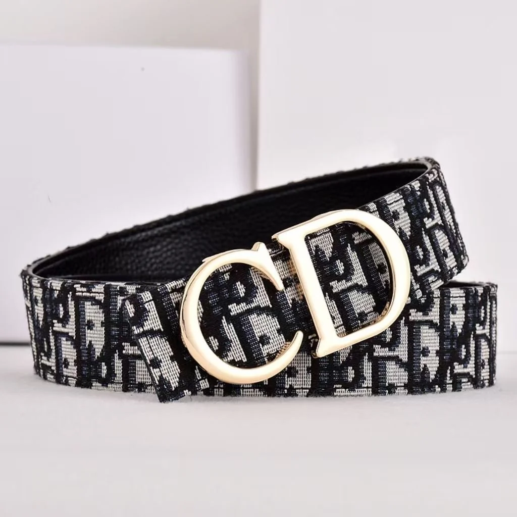 AAABELT Vintage Jacquard Waist Belt Unisex CD Shaped Metal Buckle Fashion Printed Decorative Belt For Jeans Pants Dress