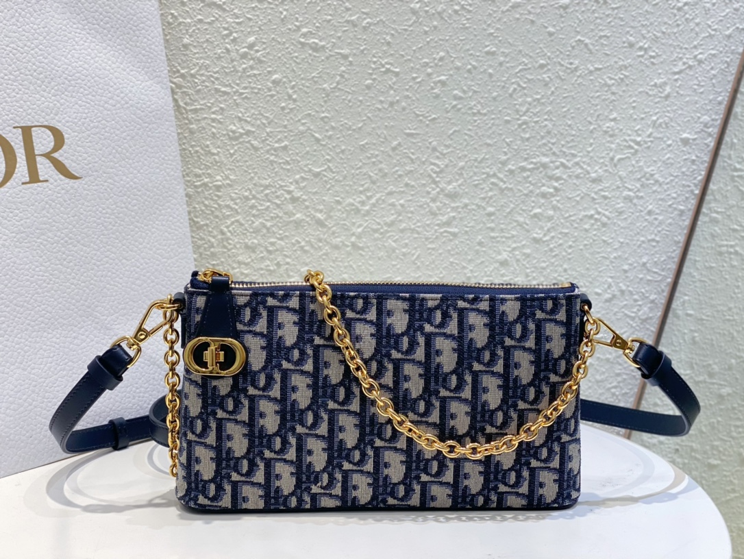 Top Christian Dior Dior Midi Mini Small 30 Montaigne Bag CD Lock 23 x 13 x 5 cm  - Blue