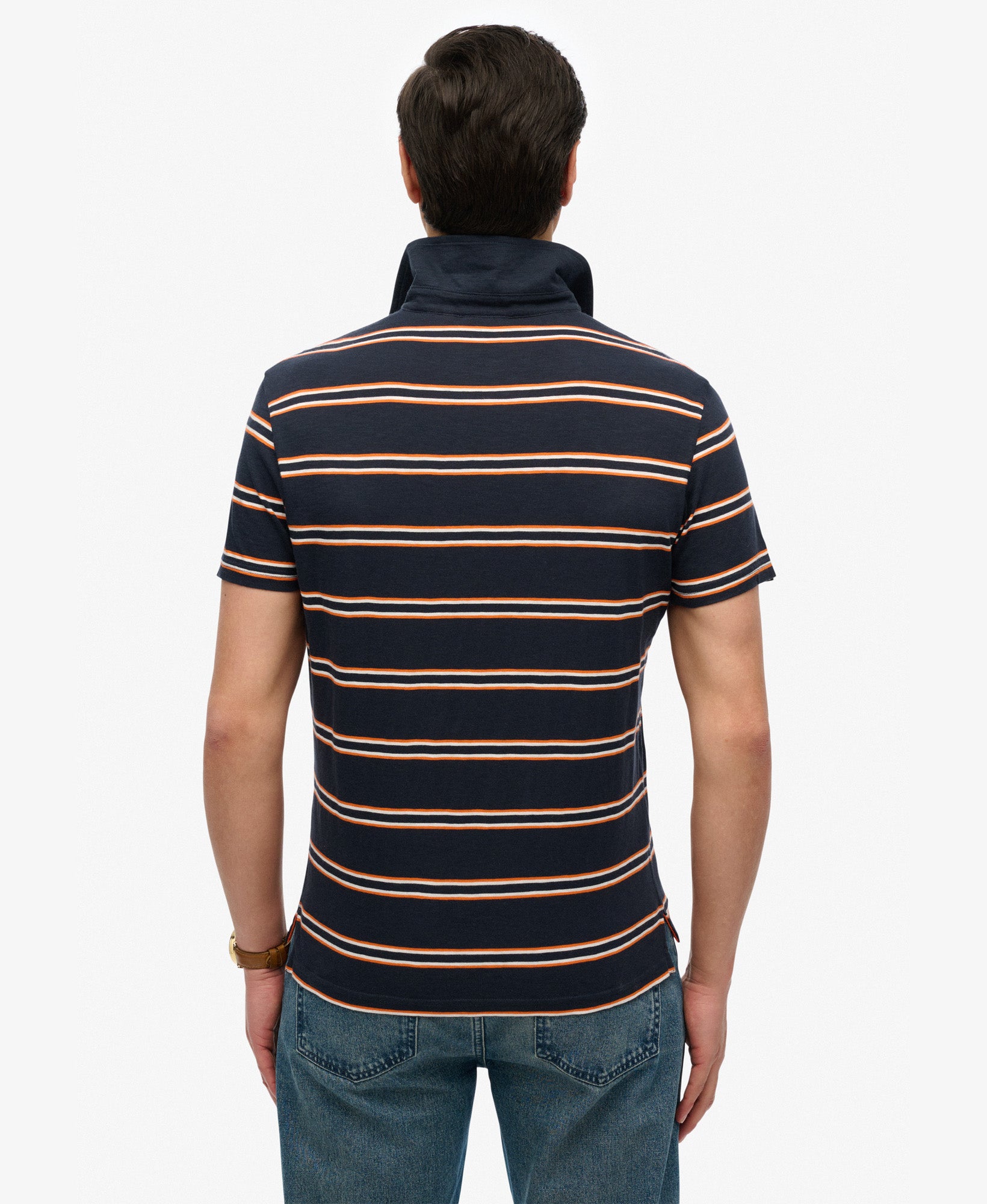 Lightweight Stripe Jersey Polo | Eclipse Navy Multi Stripe