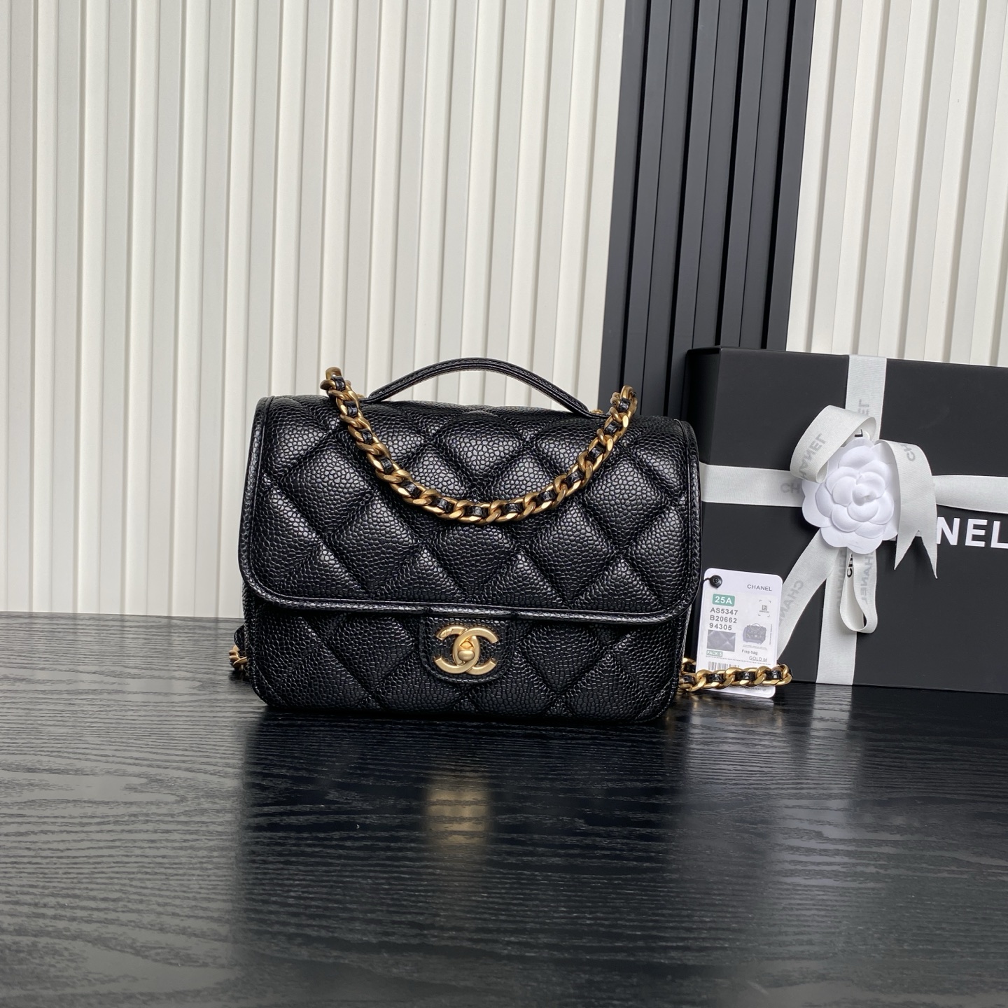 TOP CHANEL Backpack Lychee-Patterned Cowhide 15.5×22×6cm/18×24×6cm - Black&GHW