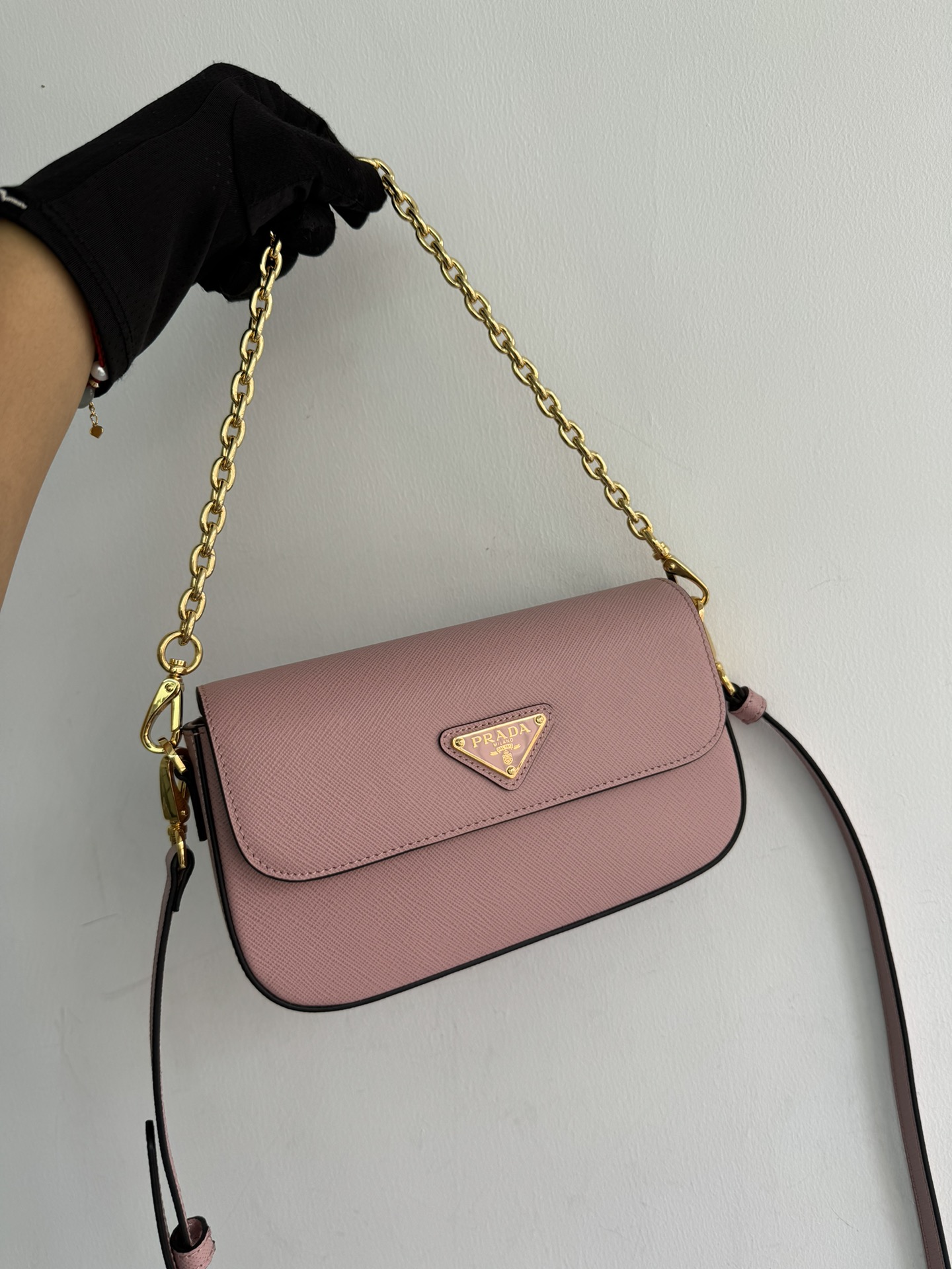 TOP PRADA Shoulder Bag Saffiano Leather 20.5x10.5x4cm with Chain - 2 Color
