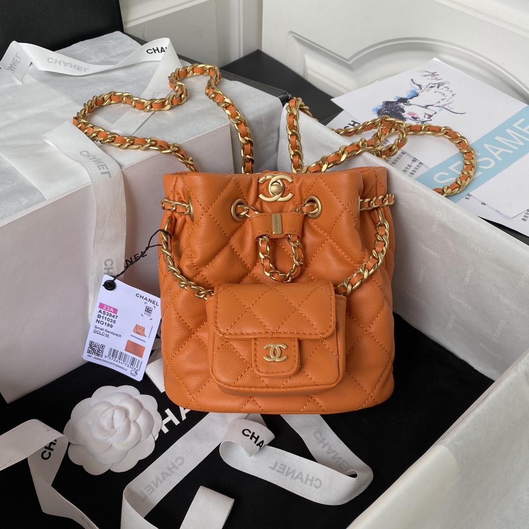 TOP CHANEL Small  Backpack 16.5*17*12cm -Orange