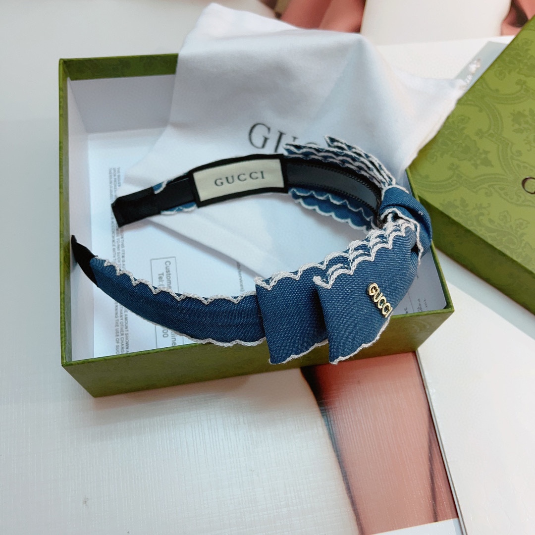 TOP GUCCI New Bow Headdress - Blue