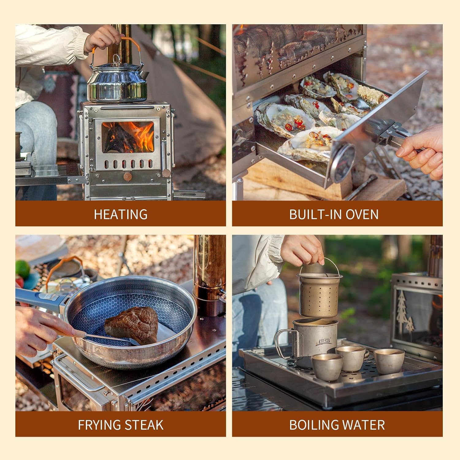 M8  Rose Gold Tent Wood Stove