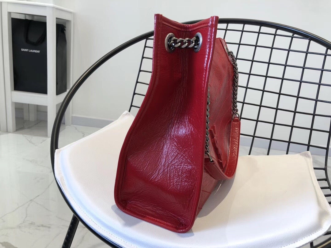 TOP Yves Saint Laurent YSL Medium Niki Shopping Bag - Red SHW
