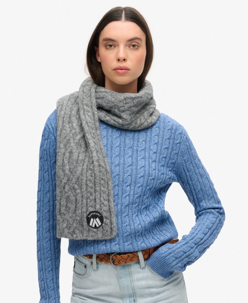 Cable Luxe Knit Scarf | Scandi Grey Marle