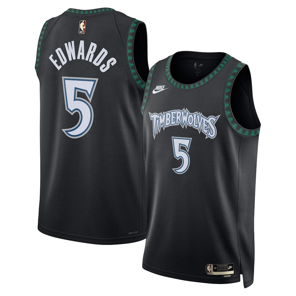 Men's Minnesota Timberwolves Anthony Edwards #5 Jersey - Black