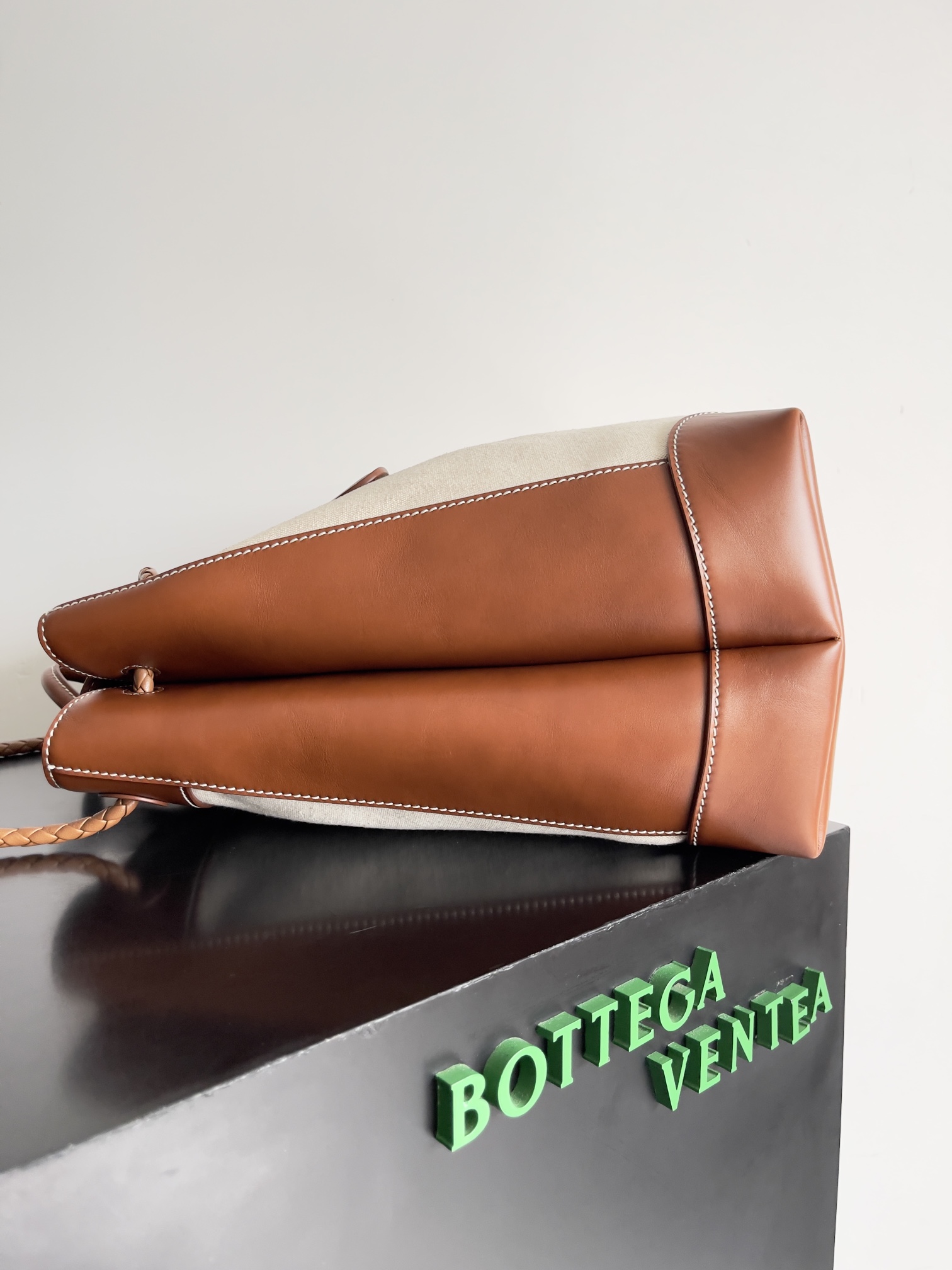 TOP Bottega Veneta BV Leather Canvas Tote Bag 40*48*20cm - Chestnut Brown