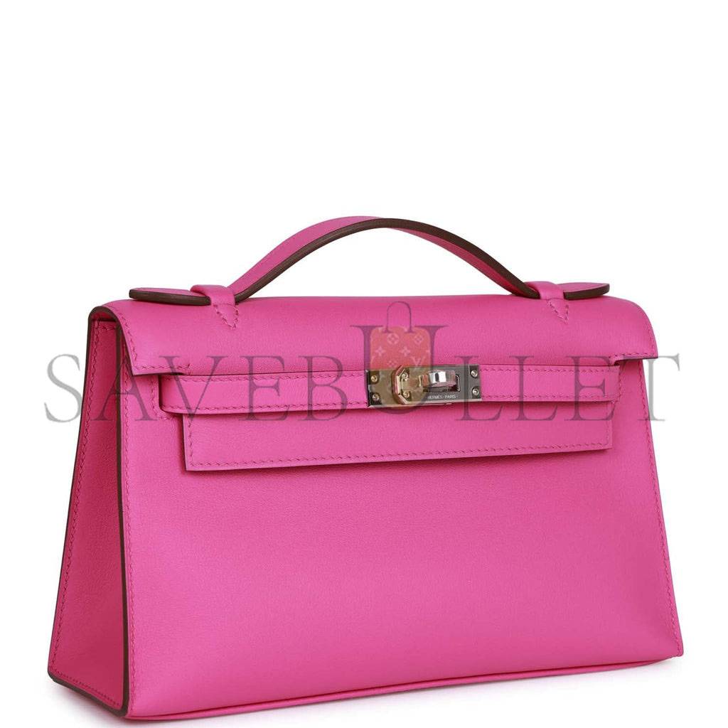 HERMES MINI KELLY POCHETTE MAGNOLIA SWIFT PALLADIUM HARDWARE (22*14*7cm)