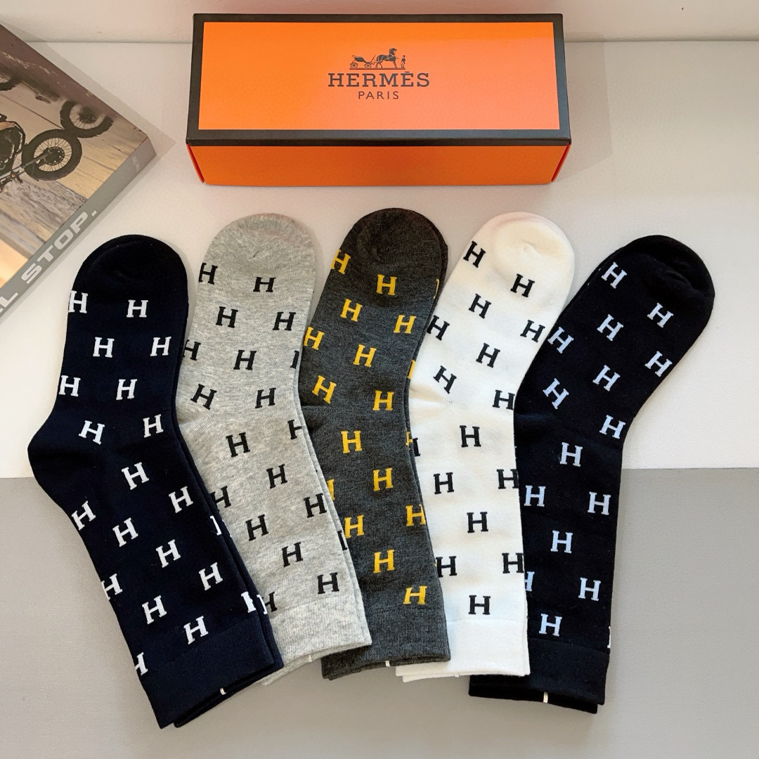 TOP HERMES Socks - 5 Pieces as a Set