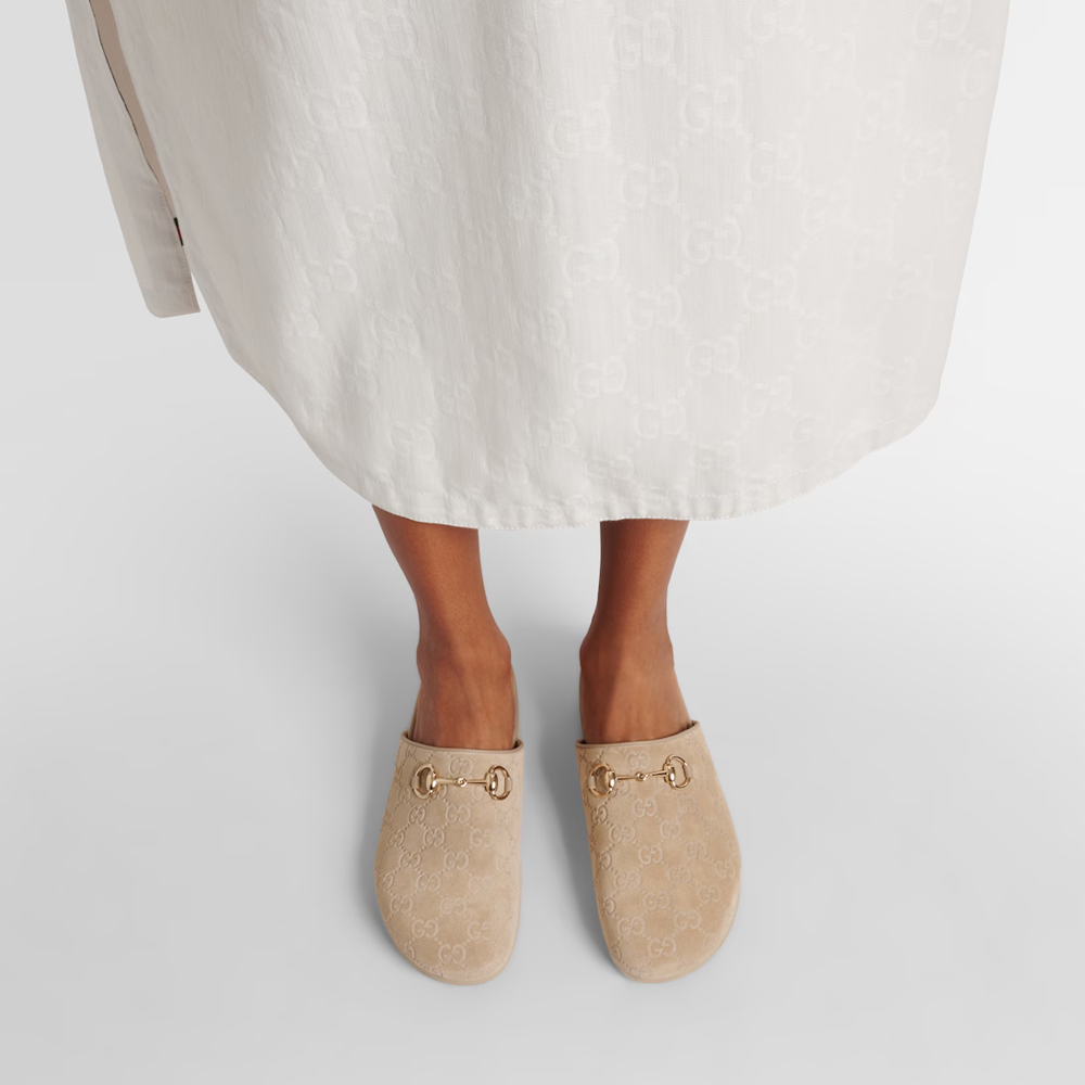 Gucci Horsebit GG suede mules (Replica)