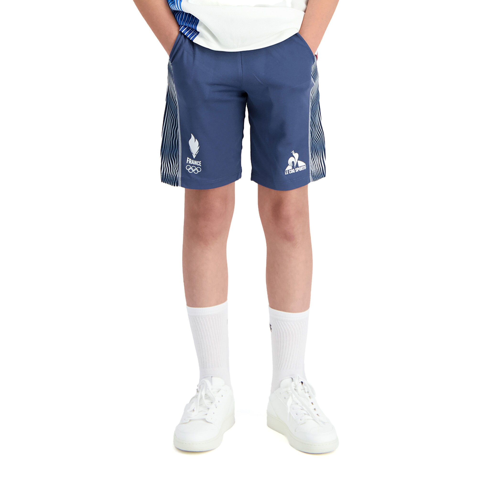 Paris 2024 Olympics Le Coq Sportif Team France Training Shorts - Navy - Kids