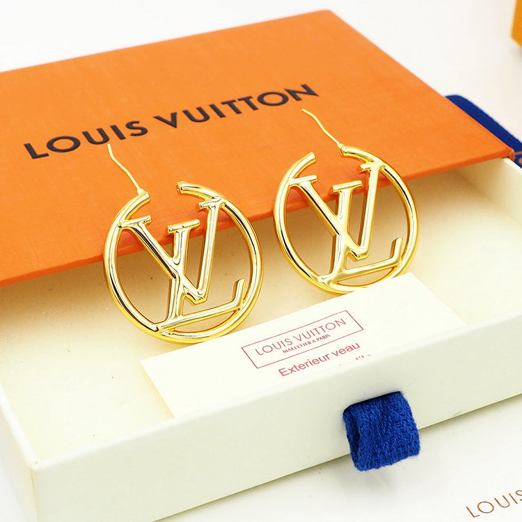 TOP Louis Vuitton LV Round Hoops Earrings - Gold