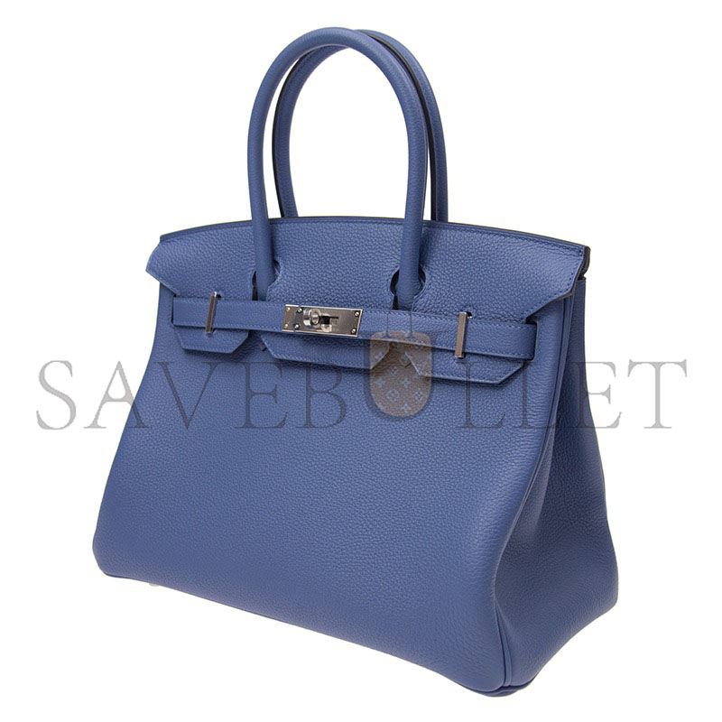 HERMES HANDBAGS BIRKIN 30 7E TOGO HANDBAG BLEU BRIGHTON (30*23*15cm)