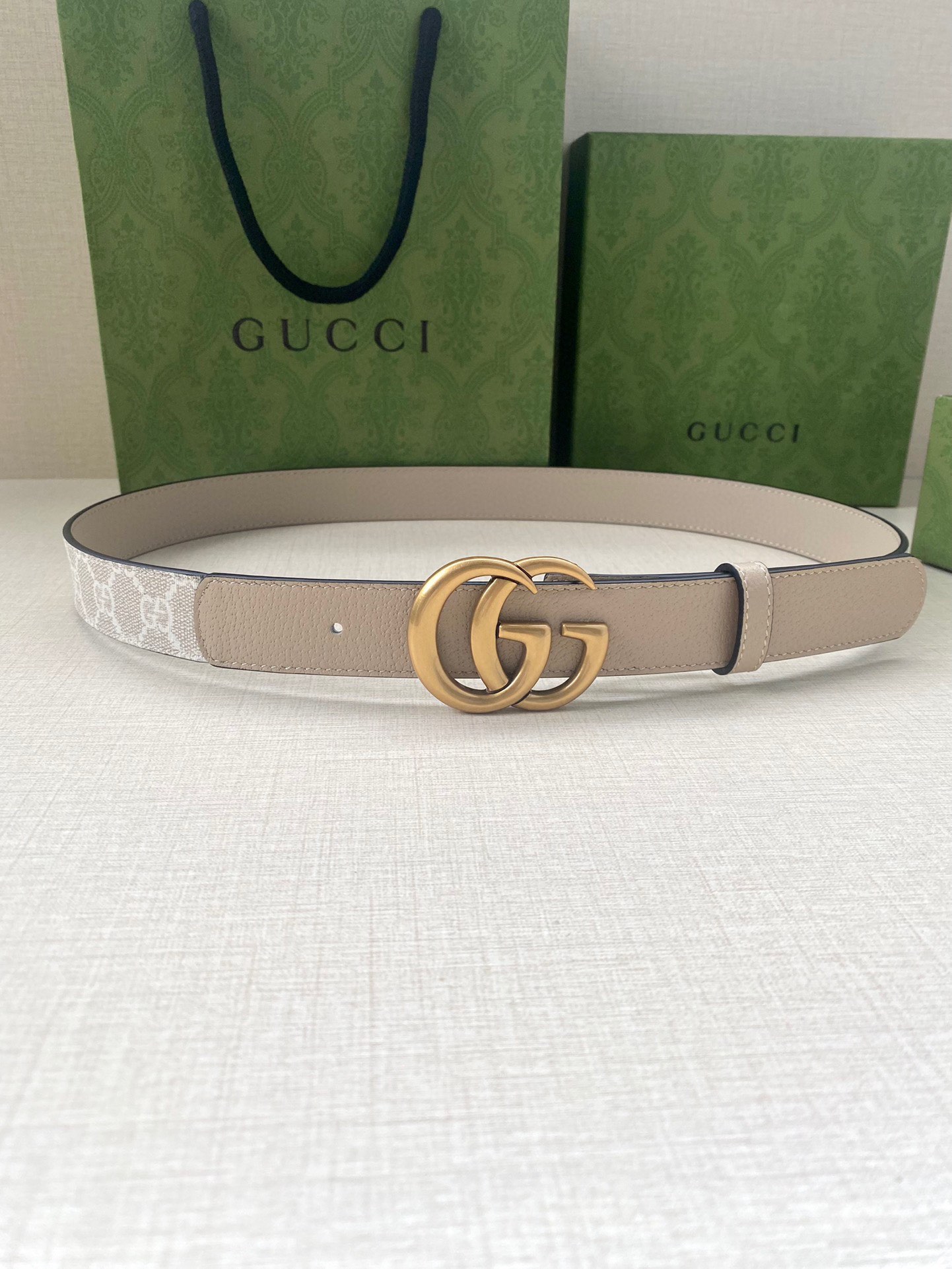 TOP GUCCI GG Supreme Canvas Belt Calfskin - 3.0cm