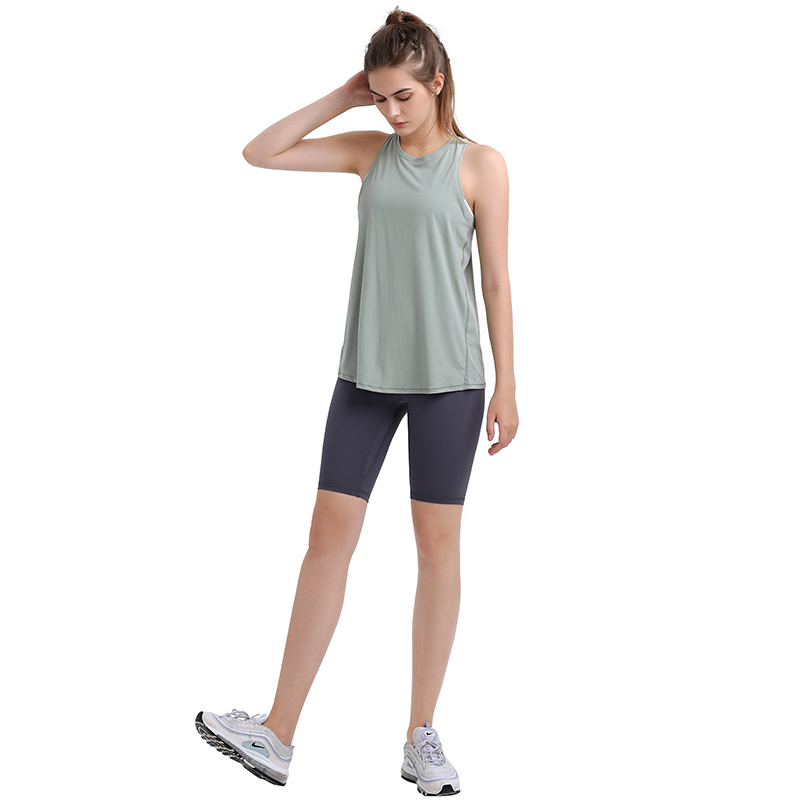 Womens Split Open Back Crew Neck Tank Top Cut Out Sleeveless