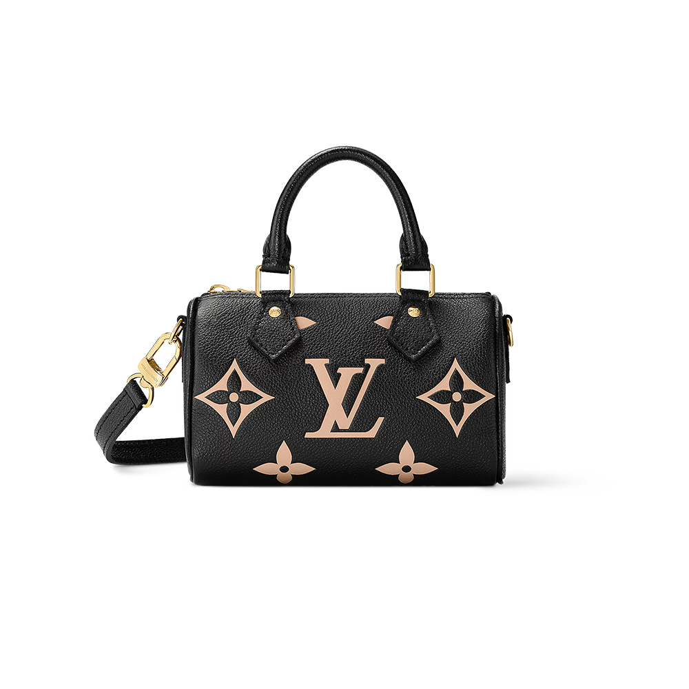 Louis Vuitton Nano Speedy Bicolor Monogram Empreinte Leather Black / Beige (Replica)