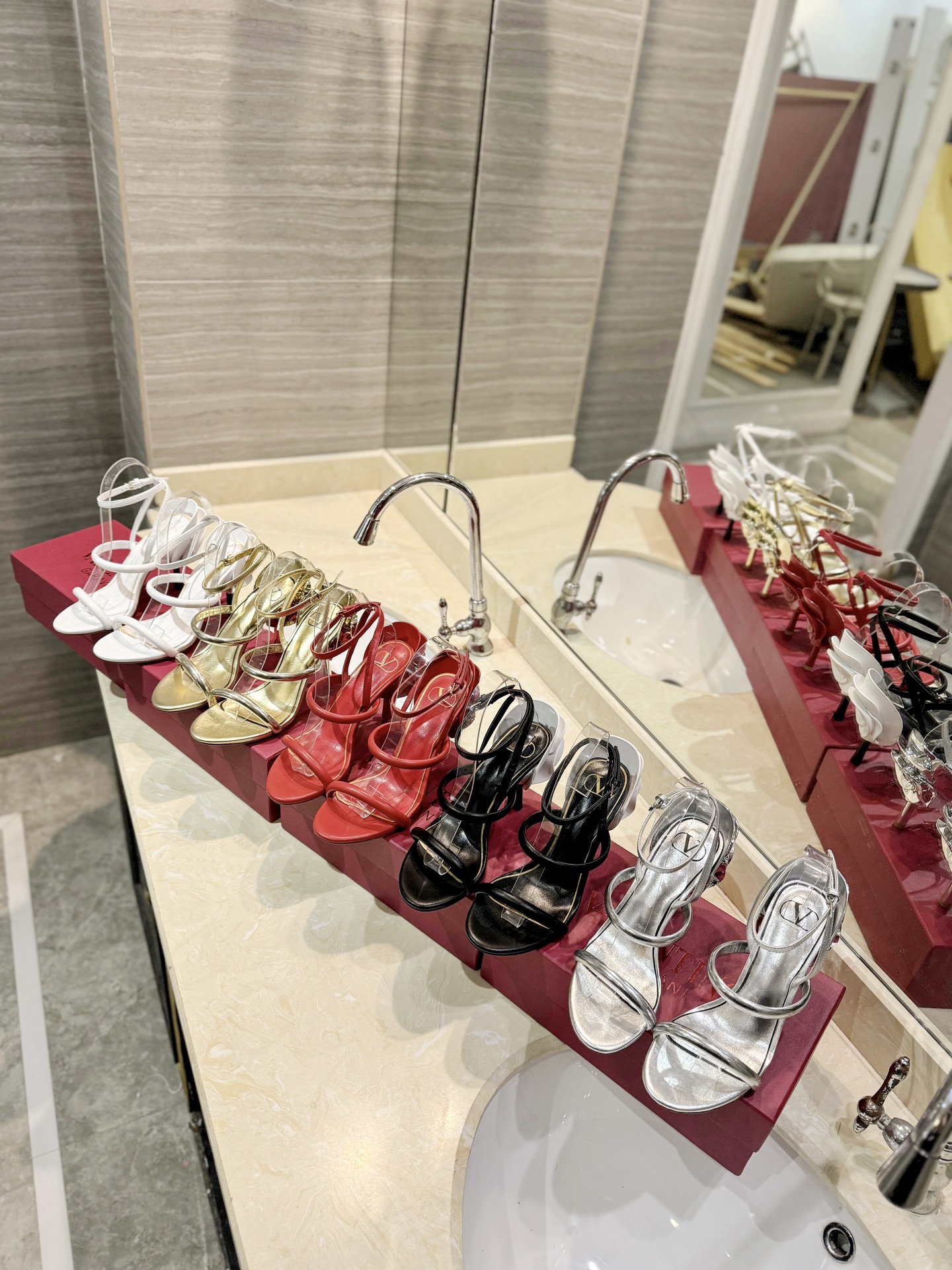 TOP VALENTINO High Heel Sandals with Rose Heel  - 5 Color