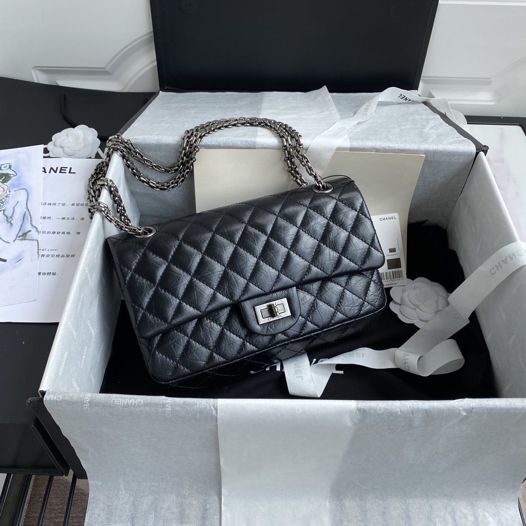 TOP CHANEL 2.55 Reissue Flap Bag Small 24cm - Black - SHW & GHW