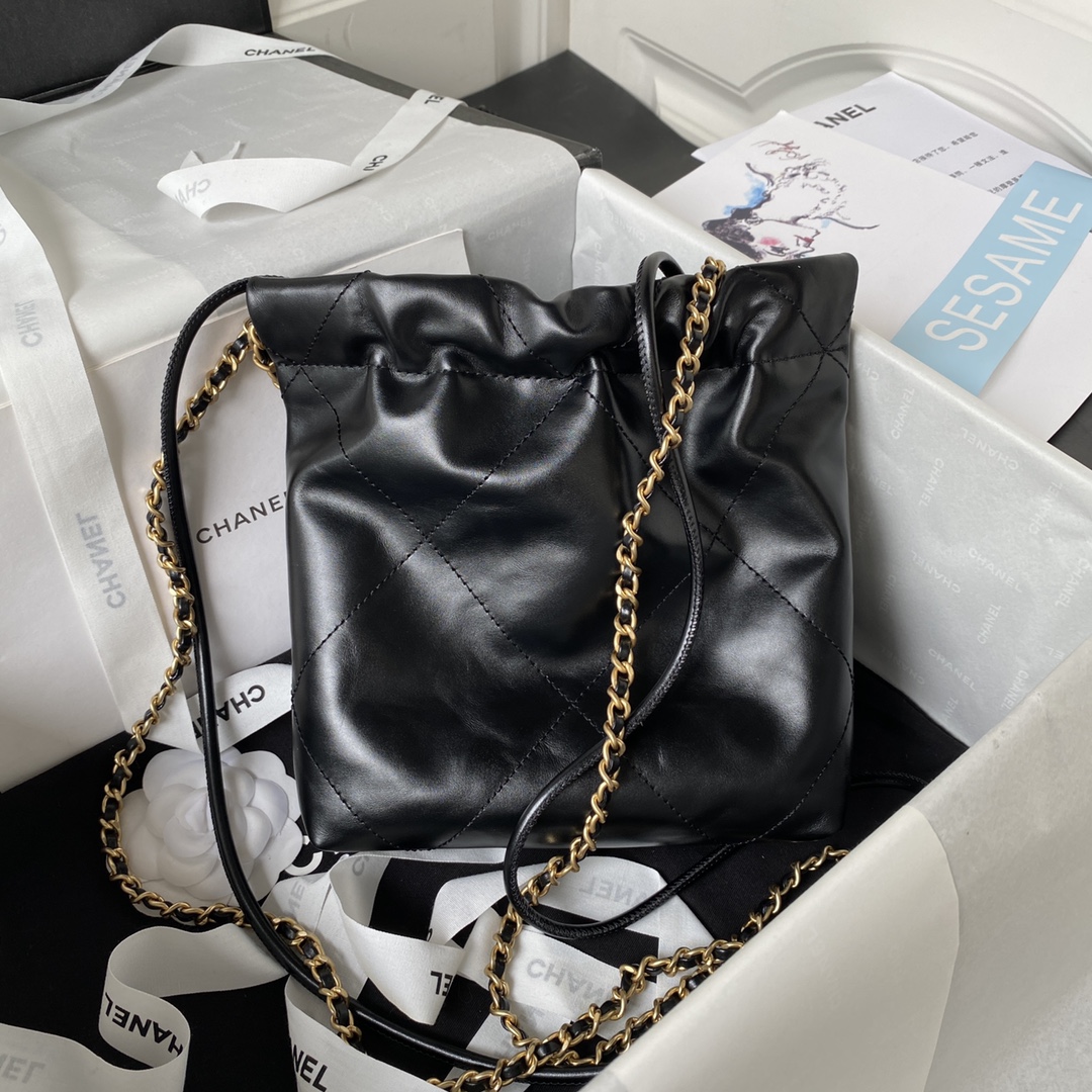 TOP CHANEL Mini 22 Bag 19cm - GHW - Black