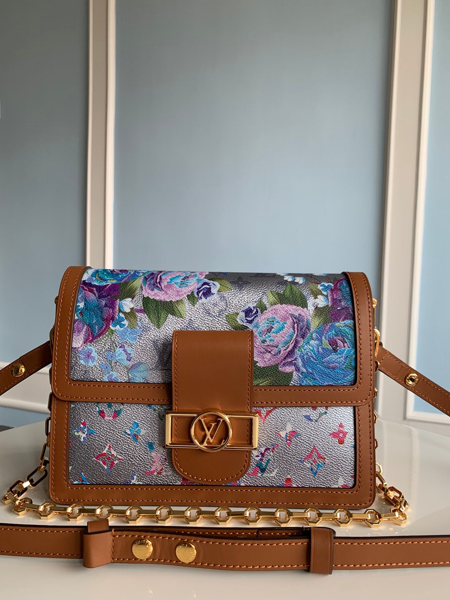 TOP Louis Vuitton LV Dauphine MM Autres Toiles Monogram 25x17x10.5 cm-Brown